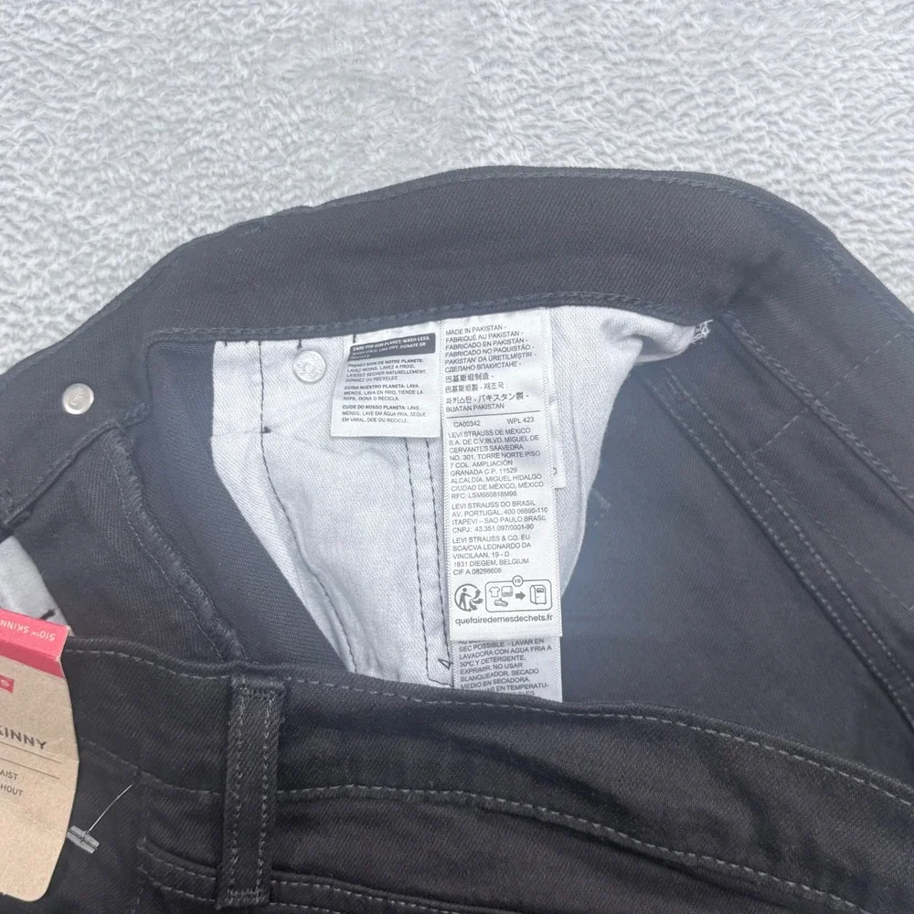 Levi's 510 Skinny Jeans Mens 36x30 Black Stretch Denim Pants NWT
